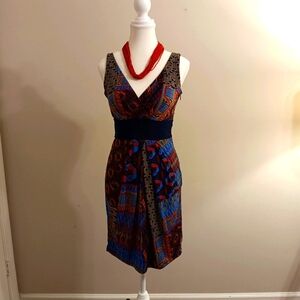 Snap Brand Multicolored Deep V-neck  Summer Dress Pre-Owned